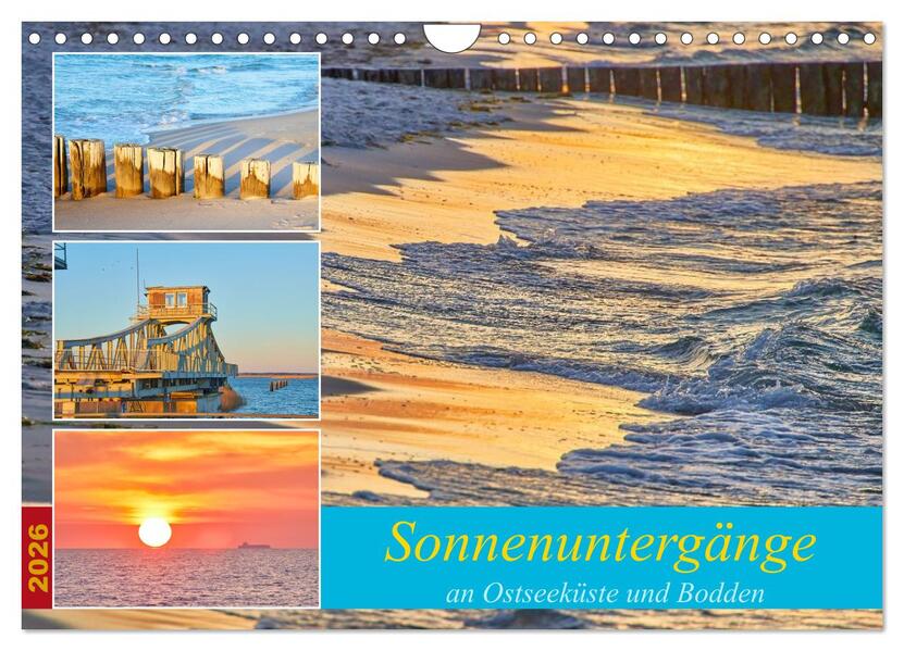Sonnenuntergänge an Ostseeküste und Bodden (Wandkalender 2026 DIN A4 quer) CALVENDO Monatskalender
