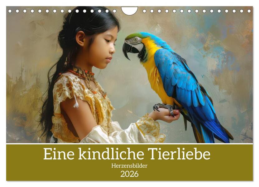 Eine kindliche Tierliebe - Herzensbilder (Wandkalender 2026 DIN A4 quer) CALVENDO Monatskalender