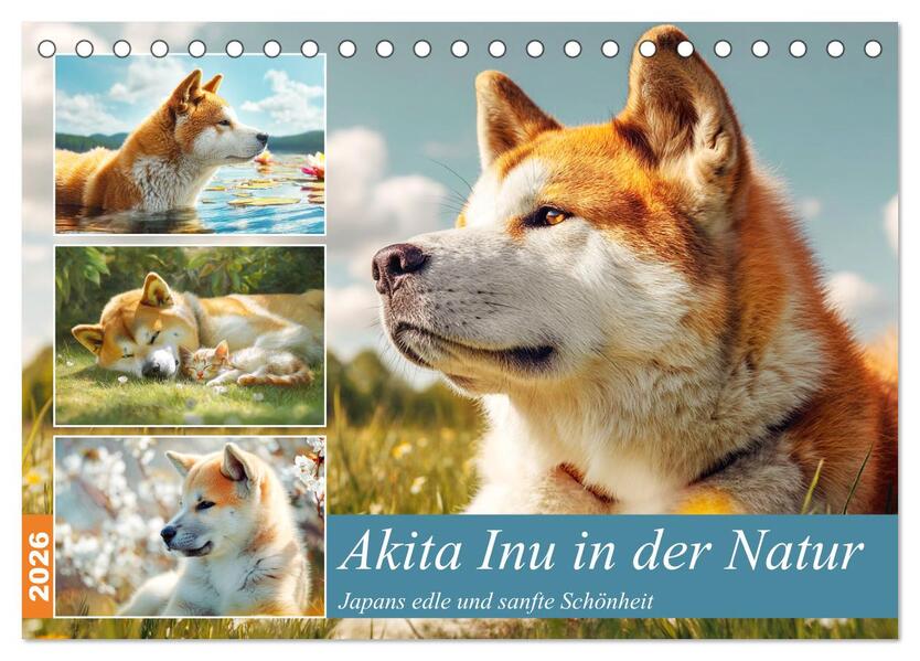 Akita Inu in der Natur. Japans edle und sanfte Schönheit (Tischkalender 2026 DIN A5 quer) CALVENDO Monatskalender