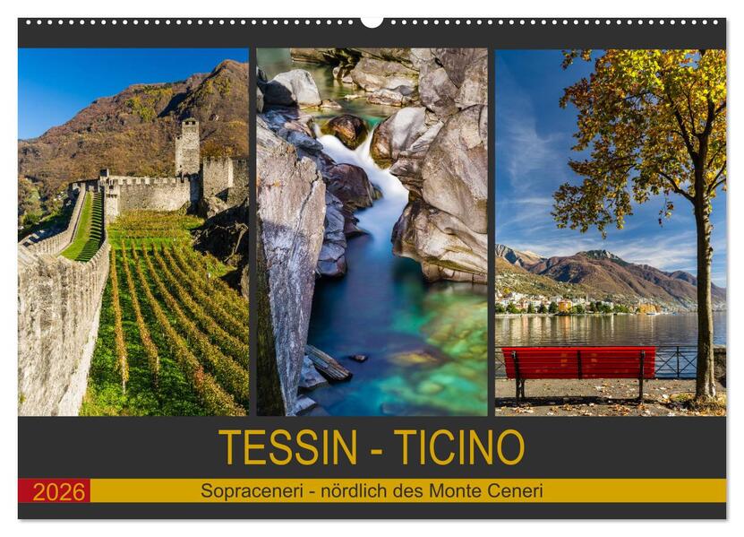 Tessin - Ticino (Wandkalender 2026 DIN A2 quer) CALVENDO Monatskalender
