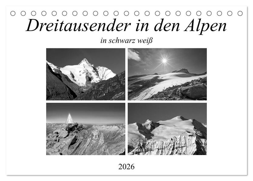 Dreitausender in den Alpen (Tischkalender 2026 DIN A5 quer) CALVENDO Monatskalender