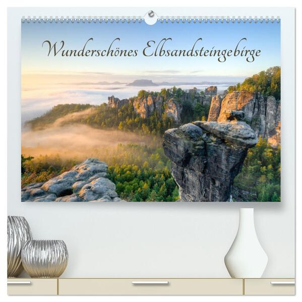 Wunderschönes Elbsandsteingebirge (hochwertiger Premium Wandkalender 2026 DIN A2 quer) Kunstdruck in Hochglanz