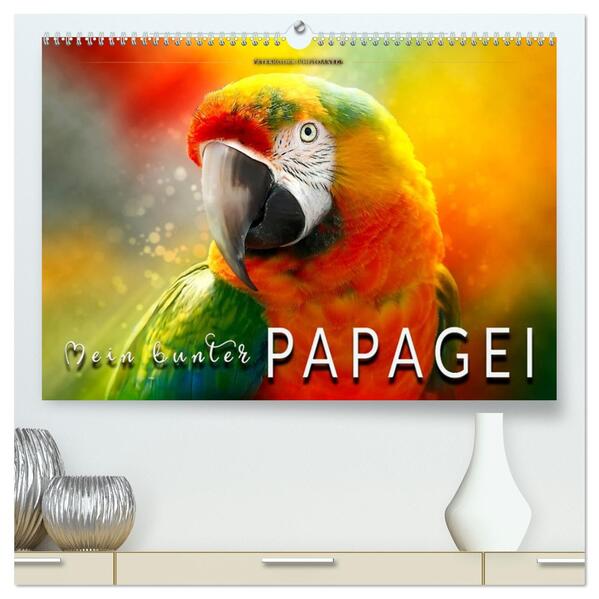 Mein bunter Papagei (hochwertiger Premium Wandkalender 2026 DIN A2 quer) Kunstdruck in Hochglanz