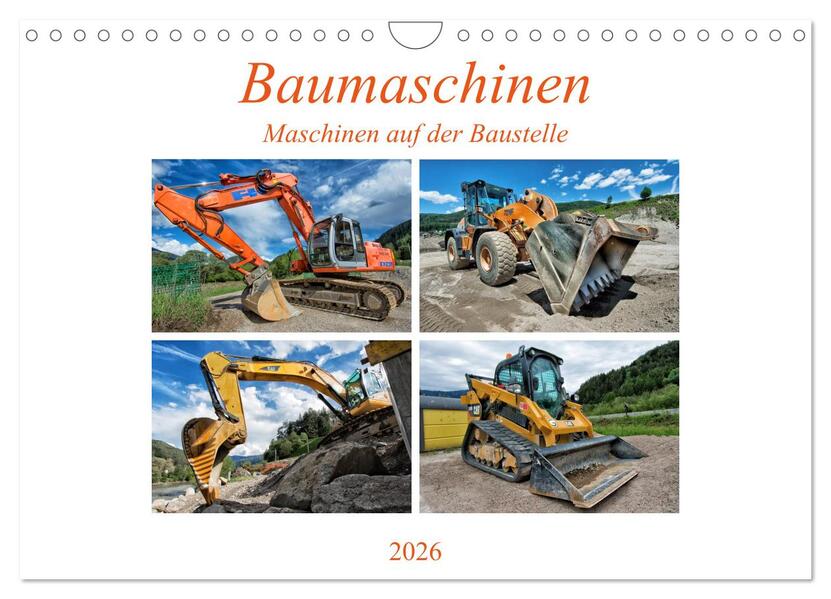 Baumaschinen - Maschinen auf der Baustelle (Wandkalender 2026 DIN A4 quer) CALVENDO Monatskalender