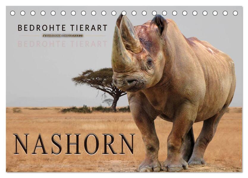 Bedrohte Tierart - Nashorn (Tischkalender 2026 DIN A5 quer) CALVENDO Monatskalender