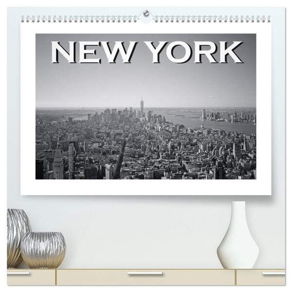 New York in schwarz weiss (hochwertiger Premium Wandkalender 2026 DIN A2 quer) Kunstdruck in Hochglanz