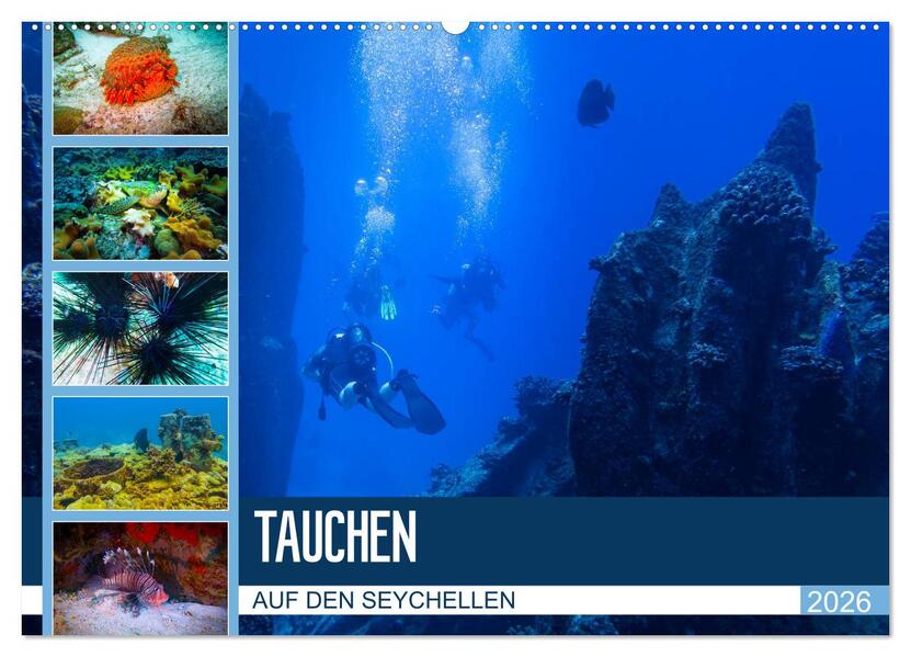 Tauchen auf den Sychellen (Wandkalender 2026 DIN A2 quer) CALVENDO Monatskalender