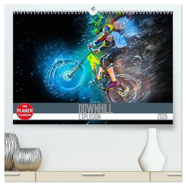 Downhill Explosion (hochwertiger Premium Wandkalender 2026 DIN A2 quer) Kunstdruck in Hochglanz