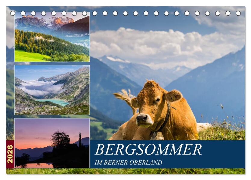 Bergsommer im Berner Oberland (Tischkalender 2026 DIN A5 quer) CALVENDO Monatskalender