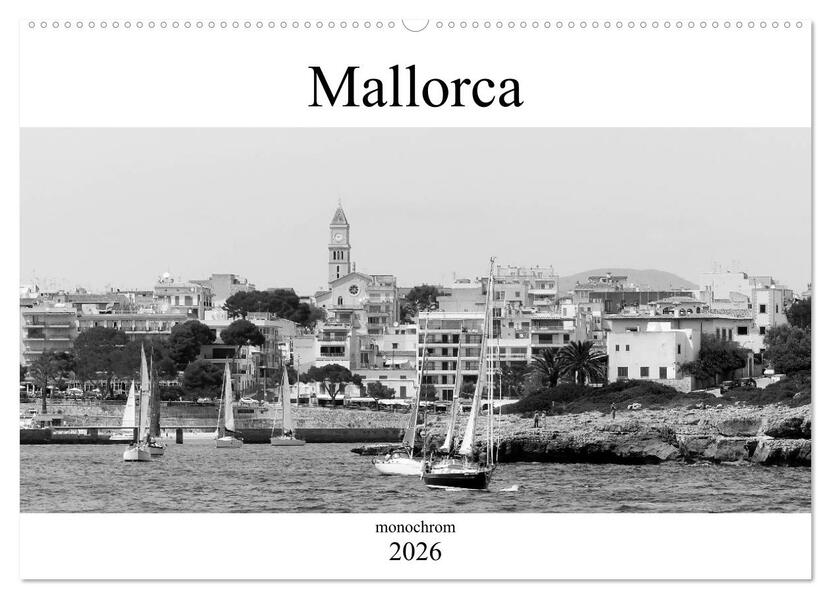 Mallorca monochrom (Wandkalender 2026 DIN A2 quer) CALVENDO Monatskalender