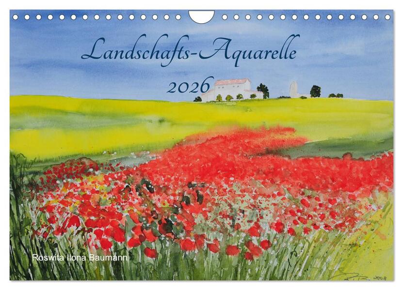 Landschafts-Aquarelle 2026 Roswita Ilona Baumann (Wandkalender 2026 DIN A4 quer) CALVENDO Monatskalender