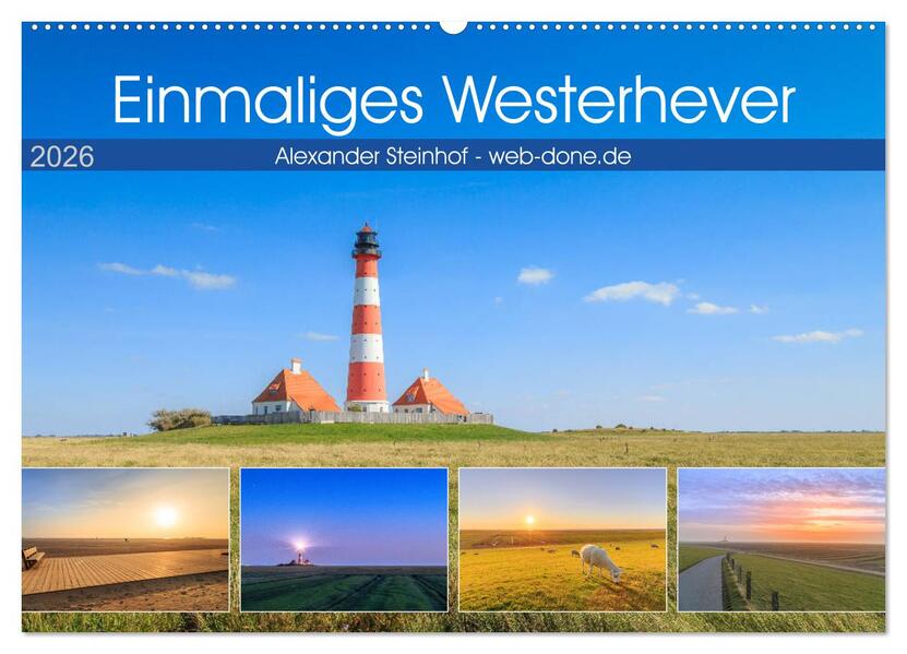 Einmaliges Westerhever (Wandkalender 2026 DIN A2 quer) CALVENDO Monatskalender