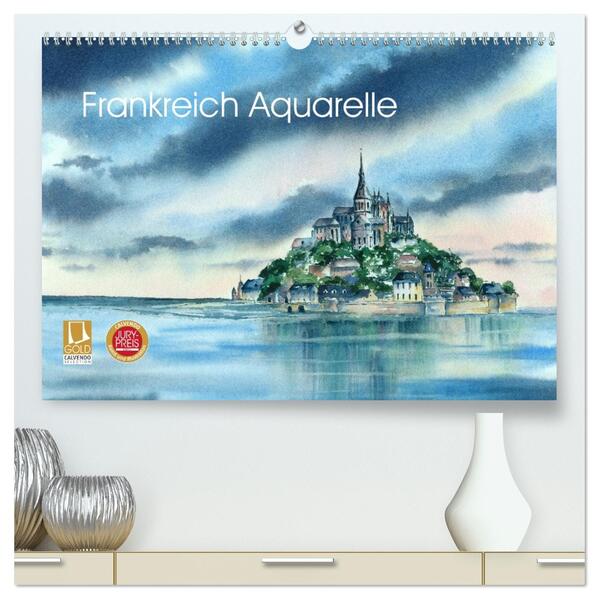 Frankreich Aquarelle (hochwertiger Premium Wandkalender 2026 DIN A2 quer) Kunstdruck in Hochglanz