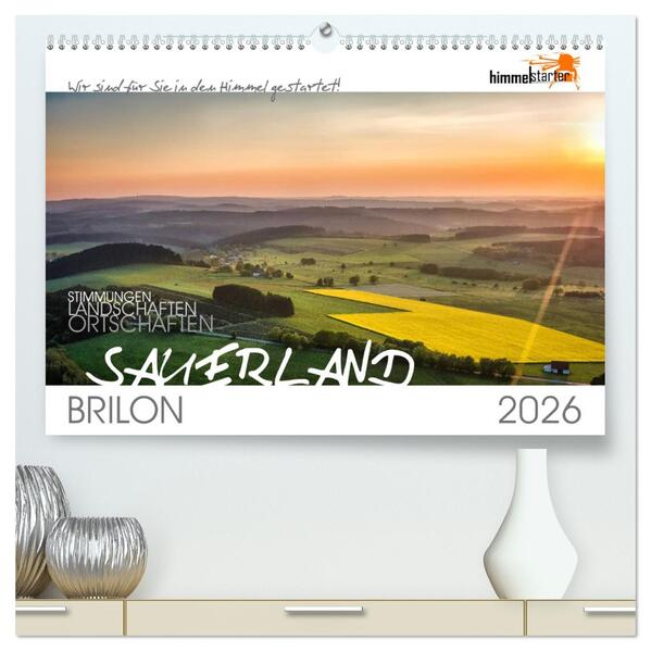 Das Sauerland bei Brilon aus der Vogelperspektive (hochwertiger Premium Wandkalender 2026 DIN A2 quer) Kunstdruck in Hochglanz