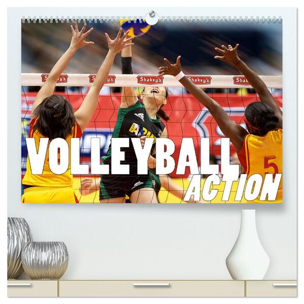 Volleyball Action (hochwertiger Premium Wandkalender 2026 DIN A2 quer) Kunstdruck in Hochglanz