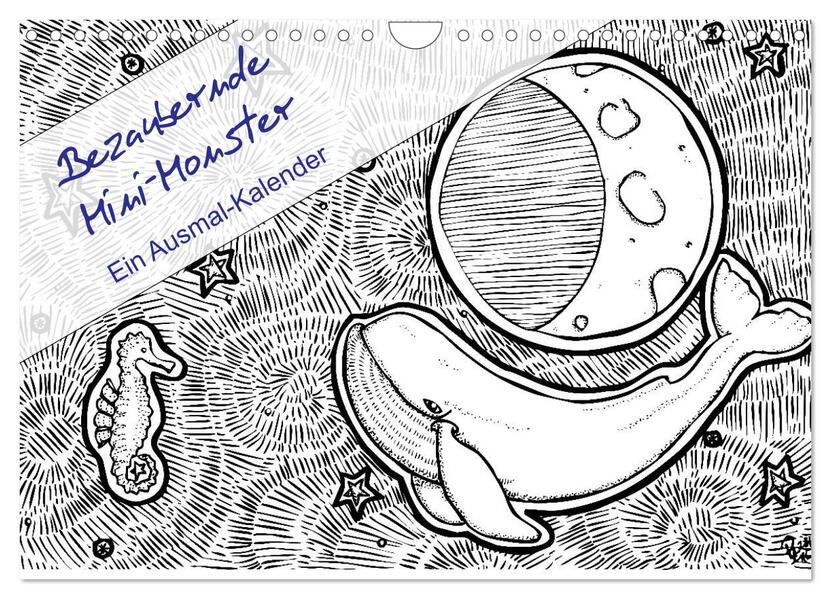 Bezaubernde Mini-Monster - Ein Ausmal-Kalender (Wandkalender 2026 DIN A4 quer) CALVENDO Monatskalender
