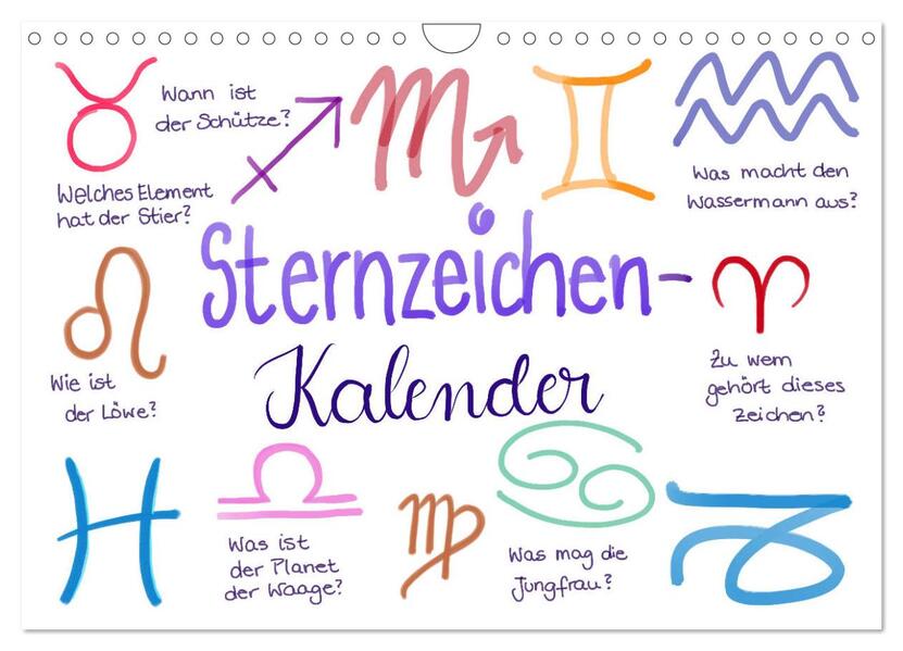 Sternzeichen-Kalender (Wandkalender 2026 DIN A4 quer) CALVENDO Monatskalender