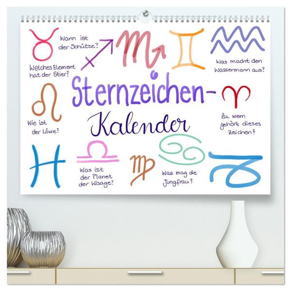 Sternzeichen-Kalender (hochwertiger Premium Wandkalender 2026 DIN A2 quer) Kunstdruck in Hochglanz