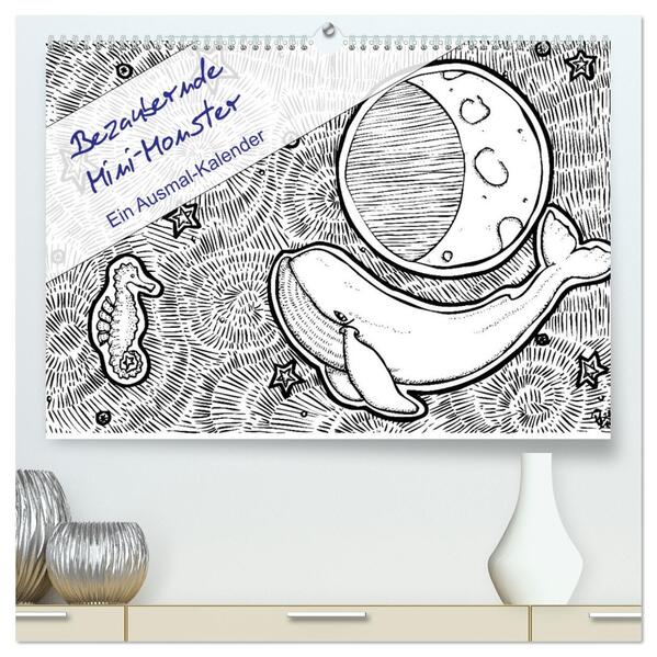 Bezaubernde Mini-Monster - Ein Ausmal-Kalender (hochwertiger Premium Wandkalender 2026 DIN A2 quer) Kunstdruck in Hochglanz