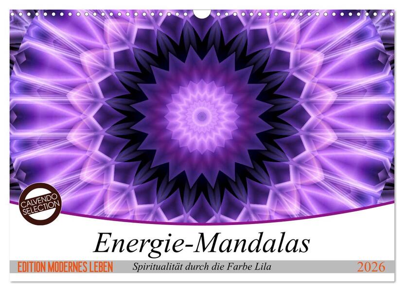Energie - Mandalas Spiritualität durch die Farbe Lila (Wandkalender 2026 DIN A3 quer) CALVENDO Monatskalender