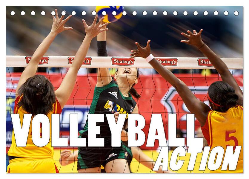 Volleyball Action (Tischkalender 2026 DIN A5 quer) CALVENDO Monatskalender