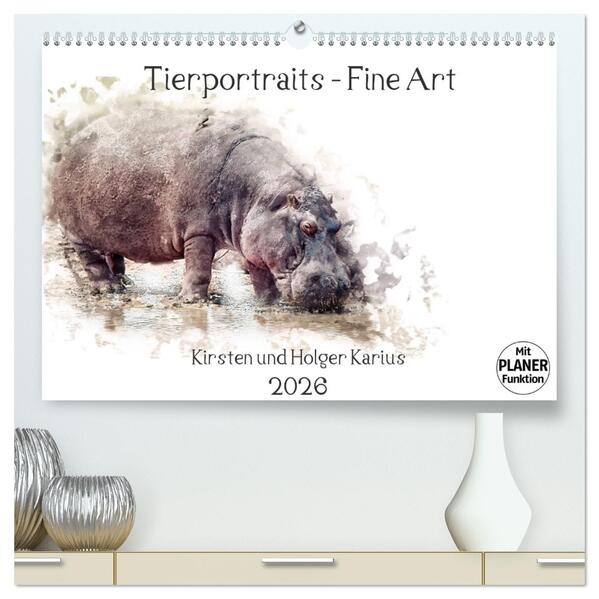 Tierportraits - Fine Art (hochwertiger Premium Wandkalender 2026 DIN A2 quer) Kunstdruck in Hochglanz