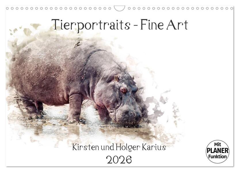 Tierportraits - Fine Art (Wandkalender 2026 DIN A3 quer) CALVENDO Monatskalender