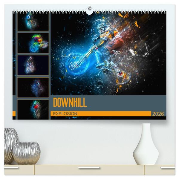 Downhill Explosion (hochwertiger Premium Wandkalender 2026 DIN A2 quer) Kunstdruck in Hochglanz