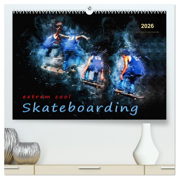 Skateboarding - extrem cool (hochwertiger Premium Wandkalender 2026 DIN A2 quer) Kunstdruck in Hochglanz