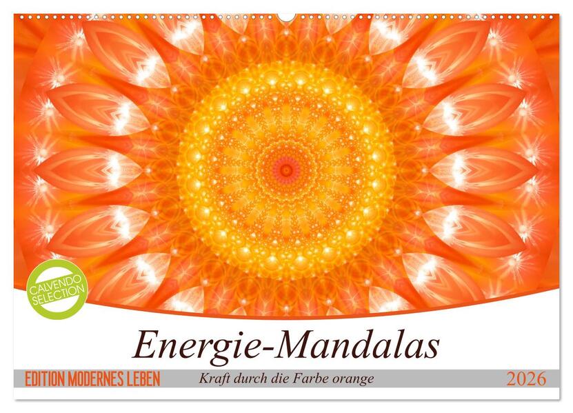 Energie - Mandalas in orange (Wandkalender 2026 DIN A2 quer) CALVENDO Monatskalender