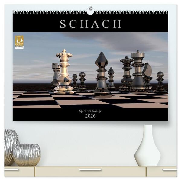 SCHACH - Spiel der Könige (hochwertiger Premium Wandkalender 2026 DIN A2 quer) Kunstdruck in Hochglanz