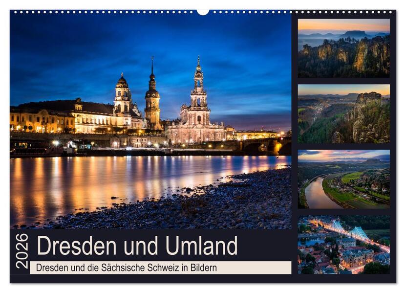 Dresden und Umland (Wandkalender 2026 DIN A2 quer) CALVENDO Monatskalender