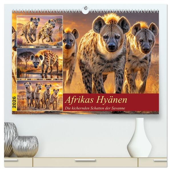 Afrikas Hyänen. Die kichernden Schatten der Savanne (hochwertiger Premium Wandkalender 2026 DIN A2 quer) Kunstdruck in Hochglanz