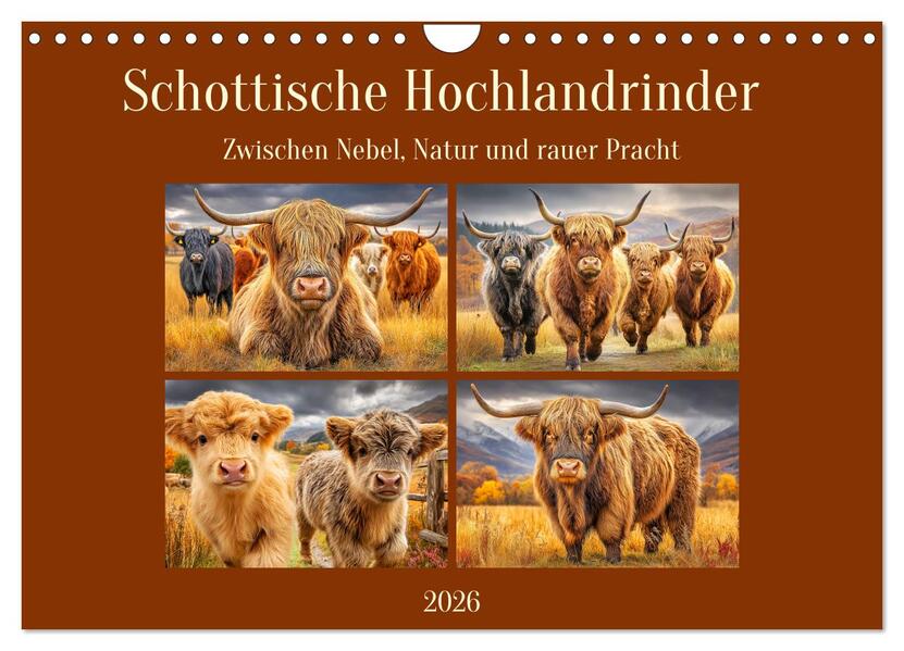 Schottische Hochlandrinder. Zwischen Nebel Natur und rauer Pracht (Wandkalender 2026 DIN A4 quer) CALVENDO Monatskalender