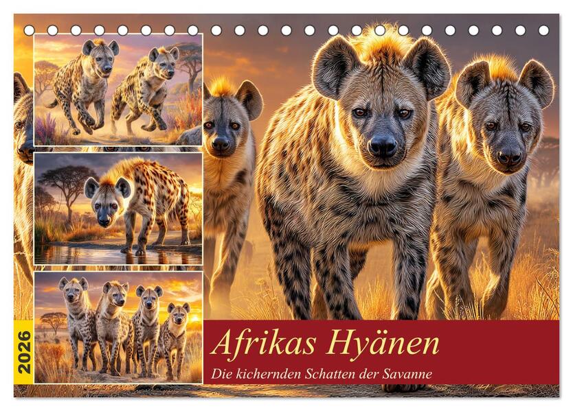 Afrikas Hyänen. Die kichernden Schatten der Savanne (Tischkalender 2026 DIN A5 quer) CALVENDO Monatskalender