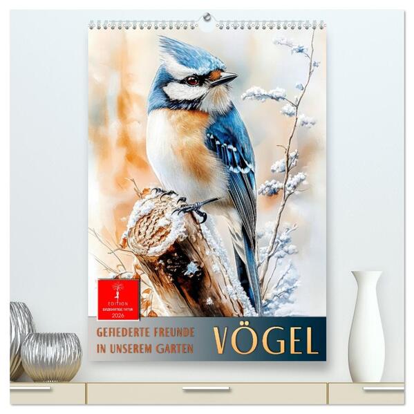 Vögel - gefiederte Freunde in unserem Garten (hochwertiger Premium Wandkalender 2026 DIN A2 hoch) Kunstdruck in Hochglanz