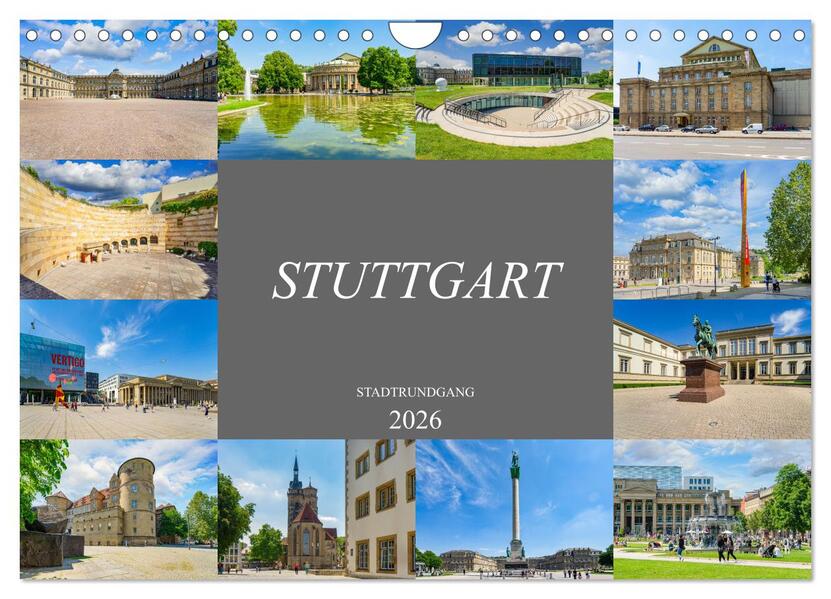 Stuttgart Stadtrundgang (Wandkalender 2026 DIN A4 quer) CALVENDO Monatskalender