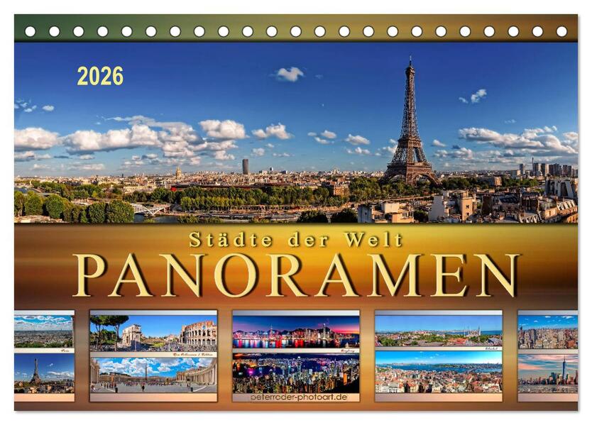 Städte der Welt Panoramen (Tischkalender 2026 DIN A5 quer) CALVENDO Monatskalender