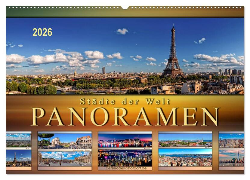 Städte der Welt Panoramen (Wandkalender 2026 DIN A2 quer) CALVENDO Monatskalender