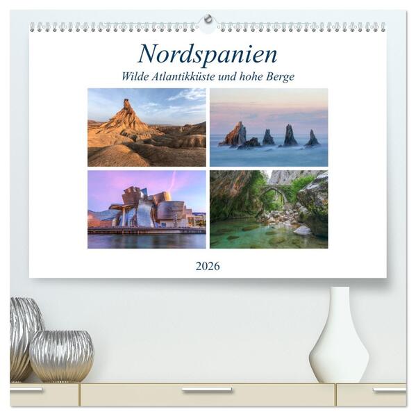 Nordspanien wilde Atlantikküste und hohe Berge (hochwertiger Premium Wandkalender 2026 DIN A2 quer) Kunstdruck in Hochglanz