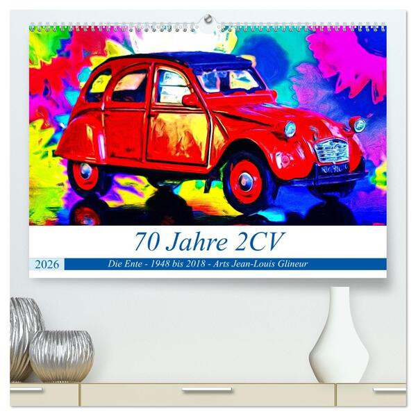70 Jahre 2CV (hochwertiger Premium Wandkalender 2026 DIN A2 quer) Kunstdruck in Hochglanz
