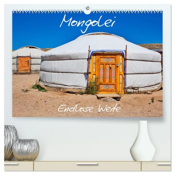Mongolei Endlose Weite (hochwertiger Premium Wandkalender 2026 DIN A2 quer) Kunstdruck in Hochglanz
