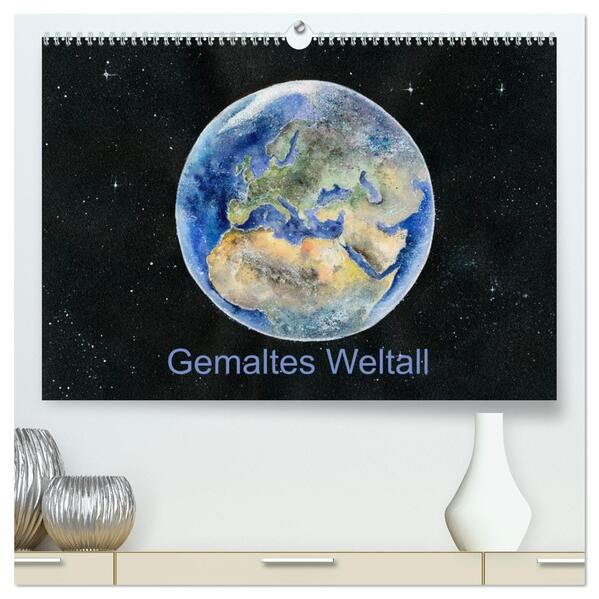 Gemaltes Weltall (hochwertiger Premium Wandkalender 2026 DIN A2 quer) Kunstdruck in Hochglanz