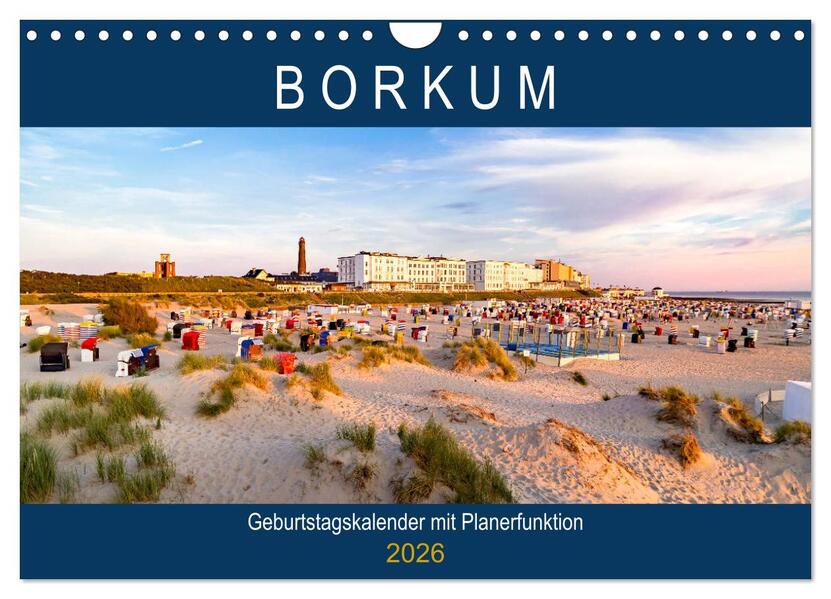 BORKUM Geburtstagskalender mit Planerfunktion (Wandkalender 2026 DIN A4 quer) CALVENDO Monatskalender