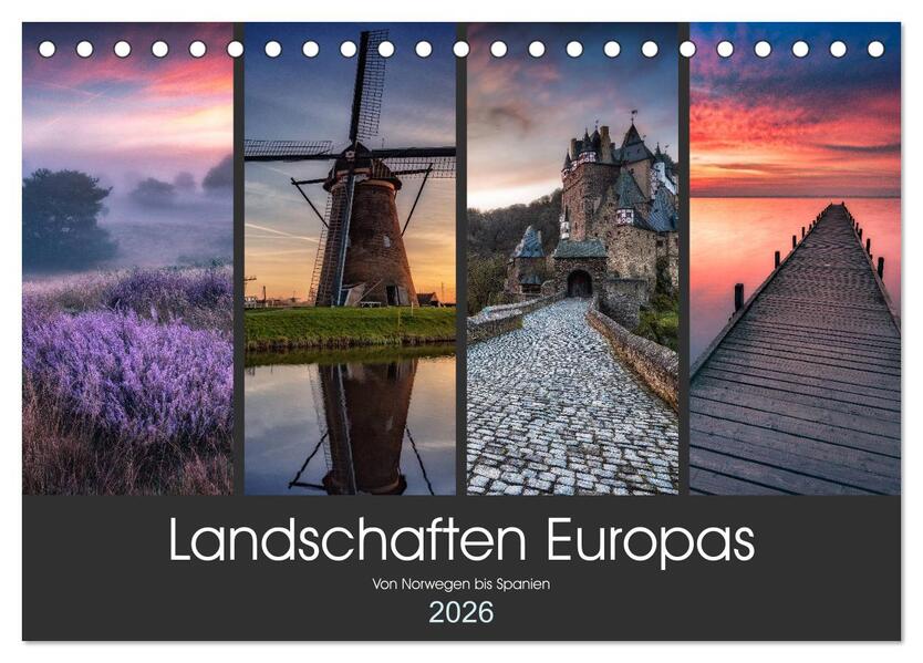 Landschaften Europas (Tischkalender 2026 DIN A5 quer) CALVENDO Monatskalender