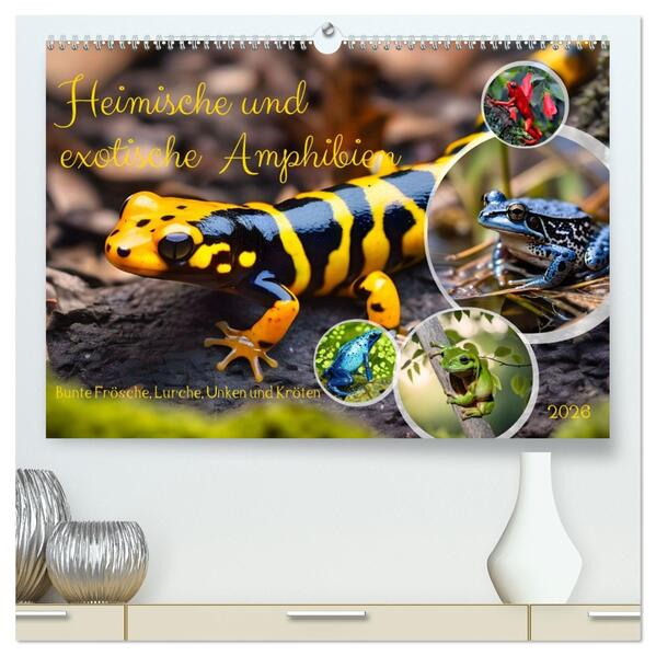 Heimische und exotische Amphibien (hochwertiger Premium Wandkalender 2026 DIN A2 quer) Kunstdruck in Hochglanz