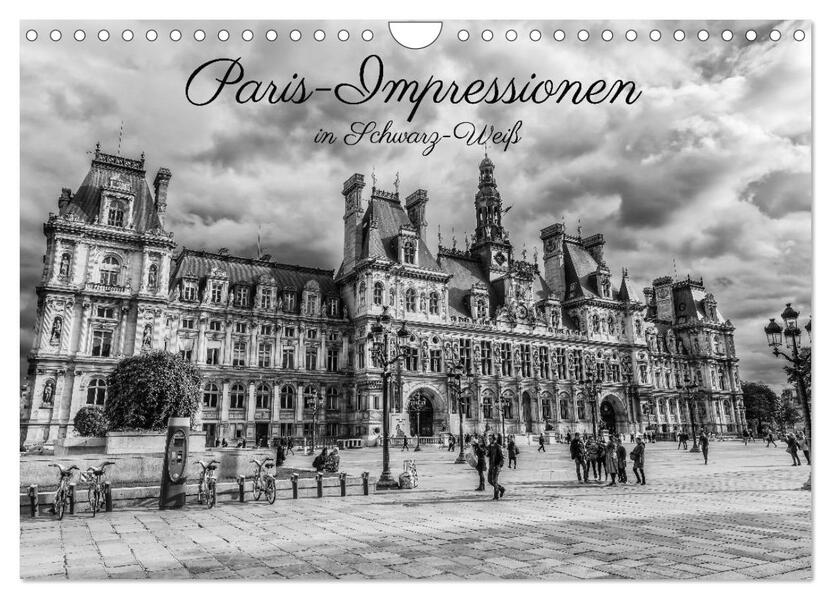 Paris-Impressionen in Schwarz-Weiß (Wandkalender 2026 DIN A4 quer) CALVENDO Monatskalender