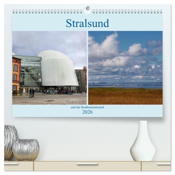 Stralsund und die Boddenlandschaft (hochwertiger Premium Wandkalender 2026 DIN A2 quer) Kunstdruck in Hochglanz