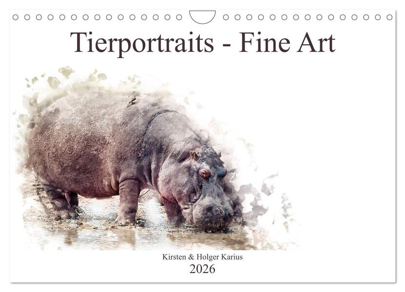 Tierportraits - Fine Art (Wandkalender 2026 DIN A4 quer) CALVENDO Monatskalender