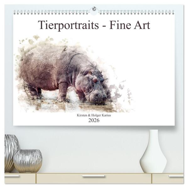 Tierportraits - Fine Art (hochwertiger Premium Wandkalender 2026 DIN A2 quer) Kunstdruck in Hochglanz